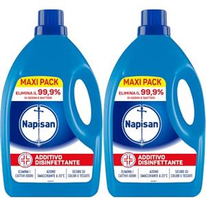 Napisan Additivo Disinfettante Lavatrice, Confezione da 2 x 2.2 Litri di Additivo Liquido per Lavatrice, Contro i Batteri e i Cattivi Odori