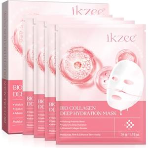 CiAIplw Maschera Viso Idratante al Collagene, Riduce le Linee Sottili e le Rughe, Minimizza i Pori, Migliora l'elasticità, Migliora l'elasticità, Maschera Idrogel Lenitiva e Idratante Notturna, 4 pezzi