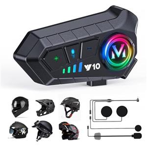 Khptop Casco Moto Bluetooth Auricolare, Altoparlante Con CVC Cancellazione del Rumore, Risposta Automatica, IP67 Impermeabile, 1000mAh - Per Sking e Moto