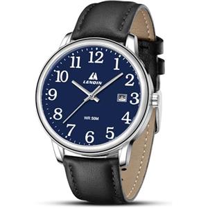 LN LENQIN Orologio Uomo Orologi Analogico Al Quarzo da Uomo Orologi da Polso da Impermeabili Easy Reader Cinturino di Espansione da 38 mm Orologio da Lavoro Alla Moda Con Data