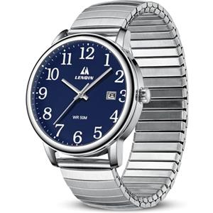 LN LENQIN Orologio Uomo Orologi Analogico Al Quarzo da Uomo Orologi da Polso da Impermeabili Easy Reader Cinturino di Espansione da 38 mm Orologio da Lavoro Alla Moda Con Data