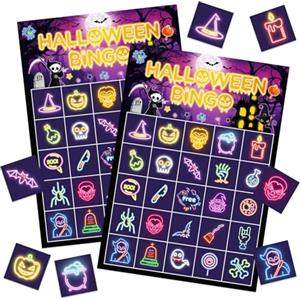 GreenYeah 24PCS Halloween Bingo Gioco di Carte, Bingo di Halloween, Giochi Halloween Tombola per Bambini, Halloween Party Regalo per Giochi da Tavolo, Attività Familiari, Scolastico