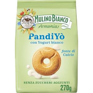 Mulino Bianco PandiYò, Biscotti Senza Zuccheri Aggiunti con Yogurt Bianco e Maltitolo, Fonte di Calcio, Biscotti Senza Zucchero, Mulino Armonia, Confezione 270g