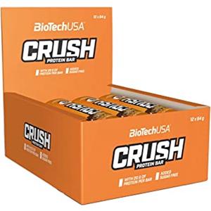BioTechUSA Crush Bar Barretta multi-strato senza zuccheri aggiunti, con 20 g di proteine, 12 * 64 g, Cioccolato-Burro di arachidi