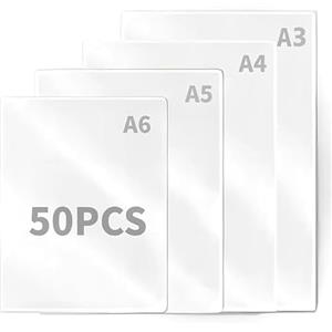 Raycial 50 pellicole per plastificatrice (5 pezzi A3 + 10 pezzi A4+ 15 pezzi A5+ 20 pezzi A6), 3 Mil pellicola trasparente per plastificatrice