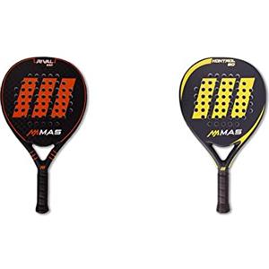 MAS Padel RIVAL 100, Racchetta da Padel, Arancione/Ardesia & KONTROL 50, Racchetta da Padel, Giallo/Ardesia, Rivestimento 50% in Fibra di Carbonio, Custodia Inclusa