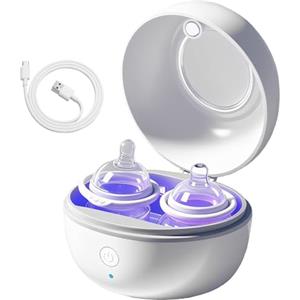 Behogan Sterilizzatore per ciuccio: sterilizzatore per ciuccio UV, ciuccio sterilizzatore, 99,99% germicidio in 3 min, ricaricabile USB-C, per tettarelle, piccole parti, lavoro tranquillo, sicuro da