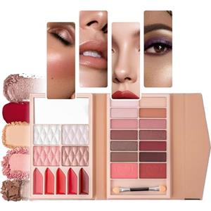 Kivinia Set Trucchi Donna, Trousse Trucchi Donna con Ombretti, Fard, Illuminante e Rossetti All-in-One Make Up Kit, Palette Contouring Viso Travel Kit, Set Trucco Natalizio - U125B