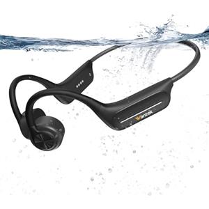 Wantek Cuffie Conduzione Ossea, Cuffie Nuoto per Piscina IP68, Auricolari Conduzione Ossea Bluetooth 5.4, Built-in MP3 32G Memoria, Auricolari Subacquee per il Surf, Nuoto, Corsa, Ciclismo