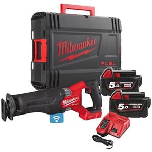 Milwaukee 0 M18FHZ-502X - Seghetto alternativo a batteria 18 V/5.0 Ah 22 mm Hub, colore: Rosso