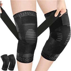 Fefod Ginocchiera Ortopedica regolabile, 2 Pezzi Tutore Ginocchio a Compressione Ginocchiere Palestra, Antiscivolo Fascia Ginocchio Ortopedica per Artrosi Ginocchio, Menisco Lesionato, Sportiva