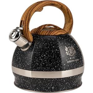 KARL HAUSMANN Bollitore Acqua per Induzione - 3L - Marmo Nero Bollitore Acciaio Inox non elettrico - Teiera Fischio per Gas da Fornello - Tea Kettle Stove Induction