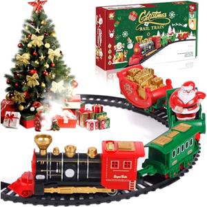 NXPZ Trenino Elettrico per Bambini, Trenino Natalizio, Giocattoli Classici con binari, Decorazione sotto l'Albero di Natale, Regalo di Natale per Ragazze e Ragazzi di 3 4 5 6 7 8 Anni