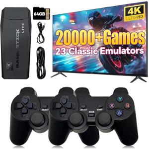 Febotak Console per videogiochi retrò Febotak 2025 con oltre 40.000 giochi, 23 emulatori, HDM 4K, doppi controller wireless da 2,4 GHz, sistema Plug & Play [Game Boy Advance](nero)