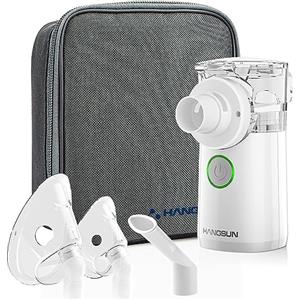 Hangsun Aerosol Portatile, Aerosol Ultrasuoni Silenzioso per Adulti e Bambini, Nebula Aerosol Mesh con Borsa di Stoccaggio, Supporta il Funzionamento a Batteria e USB,CN750(non ricaricabile)