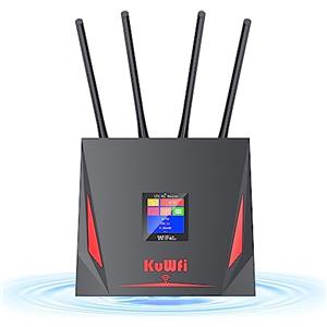 KuWFi mobile 4G LTE router wifi con SIM, supporto LTE-TDD/LTE-FDD 300Mbps antenna ad alta velocità per lavorare per la rete 4G wireless, supporto 3 Italia/Vodafone, supporto Port Forwarding/DMZ
