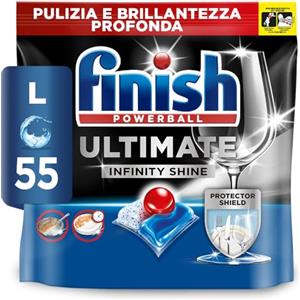 Finish Ultimate Infinity Shine Pastiglie Lavastoviglie Regular, 55 Capsule, Detergenti per Lavastoviglie contro lo Sporco e i Residui Incrostati