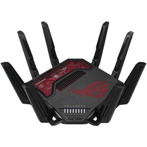 ASUS ROG Rapture GT-BE19000 Router Gaming Tri-band WiFi 7 (802.11be) 19000 Mbit/s con Doppie Porte 10G, Accelerazione di Gioco, AURA RGB, Supporto AiMesh - Nero, Rosso