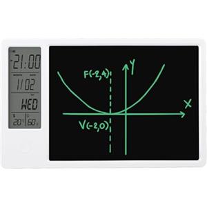 KKPLZZ Calendario elettronico da tavolo con vassoio da scrittura LCD cancellabile, orologio digitale, datario, calendario da tavolo per ufficio di casa (bianco)