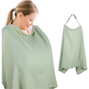 Cozary Copertura per Allattamento, 76 x 110 cm, Sciarpa per Allattamento Morbida e Traspirante, Cotone, Copri Seno Allattamento per Allattamento con Cinghia di Regolazione Posteriore, Verde