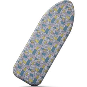 Cozary Copriasse da Stiro 125 x 45 cm, Copertura Asse da Stiro In Cotone, Copri Asse da Stiro Resistente al Calore Fino a 210℃, Motivo a Quadri Blu-grigio