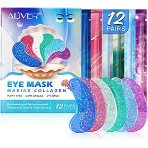KLLALO Eye Mask, Patch Occhi 12 Paia, Maschera per Gli Occhi idratante all'acido ialuronico e Collagene, Patch Occhiaie e Borse, Maschera Contorno Occhi,Anti-Rughe, Cerchi Scuri ed Elimina Tasche