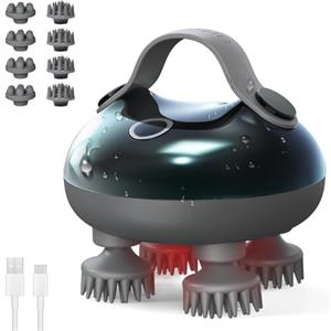 arboleaf Massaggiatore Cuoio Capelluto e Corpo Elettrico Massaggiatore Testa Impermeabile IPX7 Ricaricabile Senza Fili con 8 Teste di Massaggio in Silicone Per il Rilassamento del Corpo