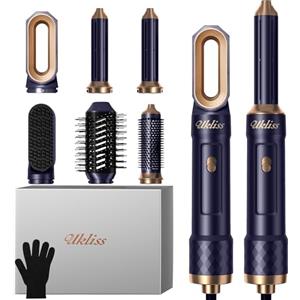 UKLISS 6 in 1 Airstyler, Fono Capelli Professionale Set con Arricciacapelli Automatico, Thermal Brush, Spazzola Lisciante Capelli, Hair Dryer, Spazzola ad Aria Calda Regali Set per Donne Styling - Blu