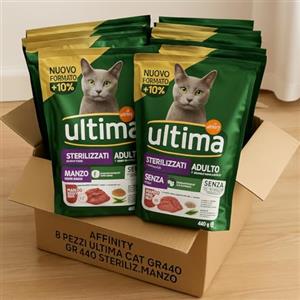 Generico Ultima Cibo Secco per Gatti Sterilizzati Adulti 8x440g - Disponibile al Manzo, Salmone o Pollo - Crocchette Complete e Bilanciate per Controllo del Peso (8x al Manzo 440g)