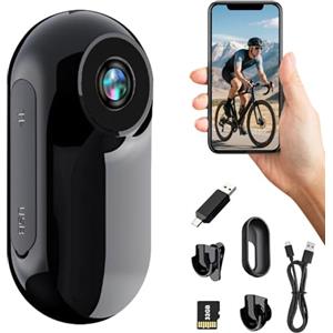 Afenau Mini Action Cam, fotocamera a 360 gradi con scheda di memoria da 32 GB 1080p Magnetica Action Camera Casco Equitazione Moto Bodycam, Outdoor Sport Camera con Schermo