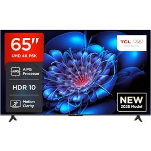 TCL 65P6K TV LED Direct da 65, TV HDR 4K, Smart TV con tecnologia Google TV (Dolby Audio, Motion Clarity, compatibile con Google Assistant e Alexa)