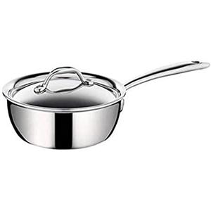 Lagostina Accademia Lagofusion Salsiera Manico Lungo con Coperchio, Acciaio Inox 18/10 Ø 16 cm, Pentola Induzione, Gas e Forno, Finitura Lucida Esterna e Satinata Interna, Fondo 5 Strati