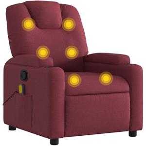vidaXL Poltrona Massaggiante Reclinabile Rosso Vino in Tessuto