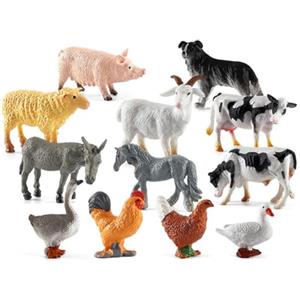 ueqtuiof 12 Pezzi Mini Fattoria Animali Figurine Plastica, Giocattolo Fattoria Con Figure Di Animali Realistici,Giochi Educativo Regalo Per Bambini Set,Set Da Gioco Educativo Per Bambini Di 3 4 5 Anni