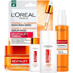 L'Oreal Paris L'Oréal Paris Revitalift Clinical Crema Illuminante Pelli Sensibili da 50ml + Siero 12% Vitamina C da 30ml + Fluido Anti-UV SPF50+ da 50ml + Maschera in Tessuto Idratante + Detergente Viso da 150ml