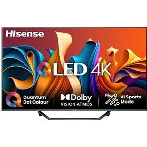 Hisense TV 55" QLED 4K 55A72NQ, Smart TV VIDAA U7, Dolby Vision, HDR 10+, Game Mode Plus, Dolby Atmos, Alexa Built-in, VIDAA Voice, Tuner DVB-T2/S2 HEVC 10, lativù 4K