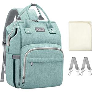 Viedouce Borsa per Pannolini Zaino Fasciatoio, Zaino Mamma,Impermeabile Resistente Ai Graffi Stoffa Oxford Grande Capacità Borsa, con Fasciatoio Portatile e 2 Ganci di Passeggino (Ciano)