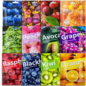 VelVervy 12 Pezzi Maschera Viso Idratante, Sheet Face Mask, Maschere Viso Bellezza, Nutriente e Lenitiva, Set di Maschere in Tessuto Idratanti, Idratazione Profonda, Ragazza o Donna