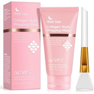 QLIGES Collagen Night Wrapping Mask 75ml Maschera Viso Coreana Overnight per un'idratazione Profonda e Duratura Leviga e Rassoda la Pelle Durante la Notte