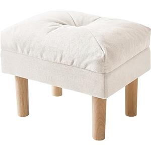 YMYNY Ottomano Poggiapiedi, Sedia con Sedile Cuscino Spugna, Seduta Moderna per Soggiorno Camera da Letto, Sgabello Basso in legno per Ingresso, 40 × 29 × 32CM, Beige HBD023M