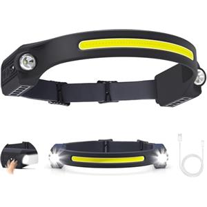 puersit Lampada da Testa LED, Torcia da Testa Ricaricabile con 5 Modalità di Luce 260° Rilevatore di Movimento, Lampada Frontale Leggera Impermeabile per Corsa Pesca Lavoro (1 Pezzo update)