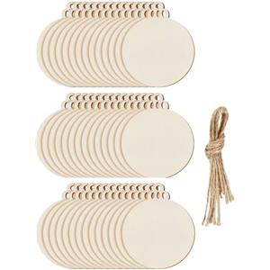 DRERIO 100 palline di Natale rotonde in legno da appendere con spago per decorazione albero di Natale