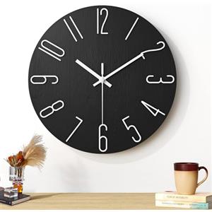 AUSYIWI Orologio Da Parete, 30cm Orologio da Muro, Silenzioso, per Casa, Soggiorno, Cucina, Ufficio, Hotel Decorazione (Nero)