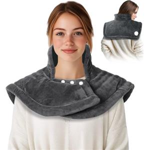 Olycism Termoforo elettrico 50x56 cm per schiena, spalle e collo. Funzione di spegnimento automatico, 10 livelli di calore e 9 timer. Lavabile in lavatrice a 40°C.