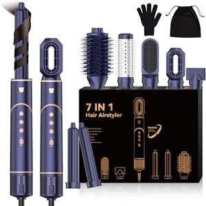 MogaWave Asciugacapelli Air Styler 7 in 1,Ferro arricciacapelli ad aria da 44 mm,Pulsante Vento Freddo,3 Temperature,Hair Styler Professionale Multifunzionale 110000 U/Min, per lisciare, arricciare i capelli