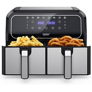 Innsky Friggitrice ad Aria Doppio Cestello, 8L Friggitrice ad Aria Calda a Doppia Zona, 8 programmi di Air Fryer con Promemoria Shake, IT Ricette