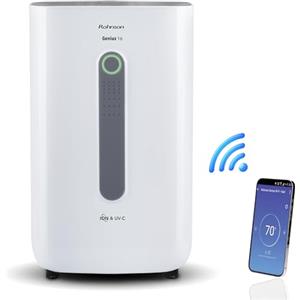 Rohnson Deumidificatore Elettrico - 16 L/Giorno, per 100 m², Serbatoio 6,5 L, Silenzioso 36 dB, Wi-Fi Smart, Filtro HEPA 13 Opzionale, Touch Panel, Ionizzatore, Timer 24 h, Blocco Bambini