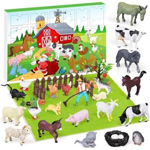 iZoeL Calendario Avvento Bambini Fattoria Animali Bambini Calendario Avvento 2025 Bambina, 24 Animali Fattoria con Pollo Anatre Conigli, Regali di Natale per Figlio Figlia Nipote Sorelle Fratelli