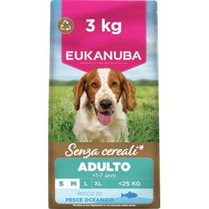 Eukanuba Mangime Secco Senza Cereali al Pesce per Cani Adulti e Anziani di Taglia Piccola e Media, 3 kg