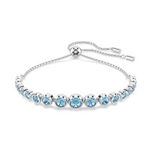 Swarovski Bracciale Tennis Imber Blu - Placcato Rodio con Cristalli Arrotondati